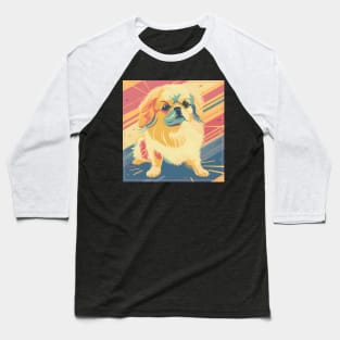 Retro Pekingese: Pastel Pup Revival Baseball T-Shirt